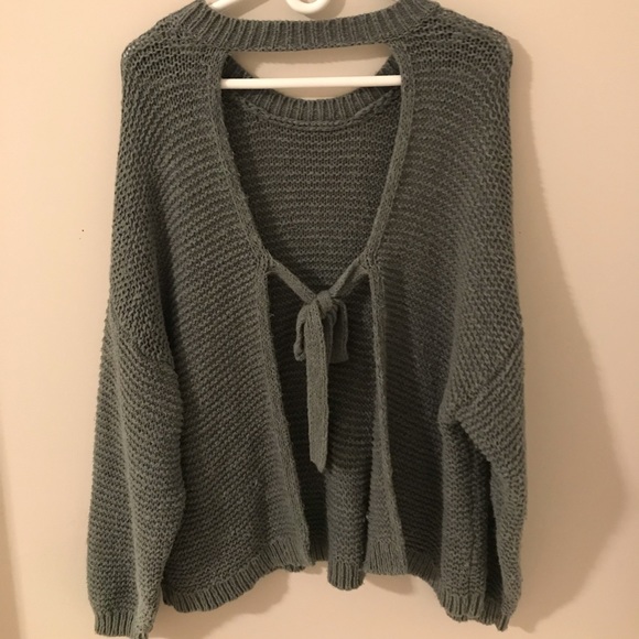 TIE BACK LOOSE KNIT SWEATER - Picture 2 of 2